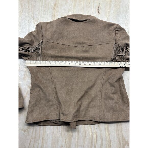 Arizona Jean Co Jacket Womens XL Tan Fringe Western Cowgirl Rodeo Faux Suede - Picture 6 of 6